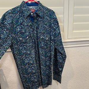 Red Ranch Western Paisley Blue Men's Shirt